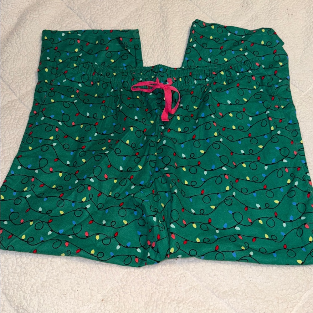 Festive Green Kids Pajamas with Colorful Lights - Picture 2 of 6
